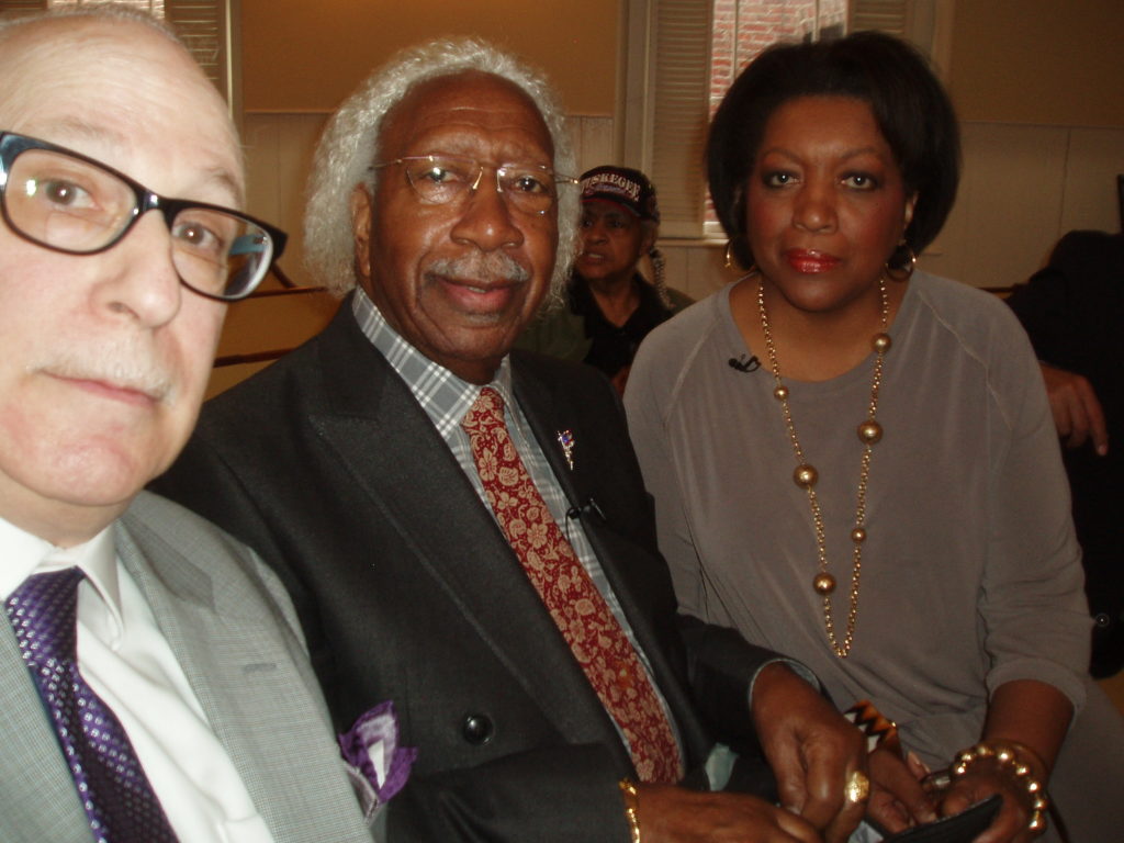 Paul (left), Marvin and WCVB-TV's Karen Holmes Ward chatted before at the Museum of African American History, in the oldest African American church in North America.